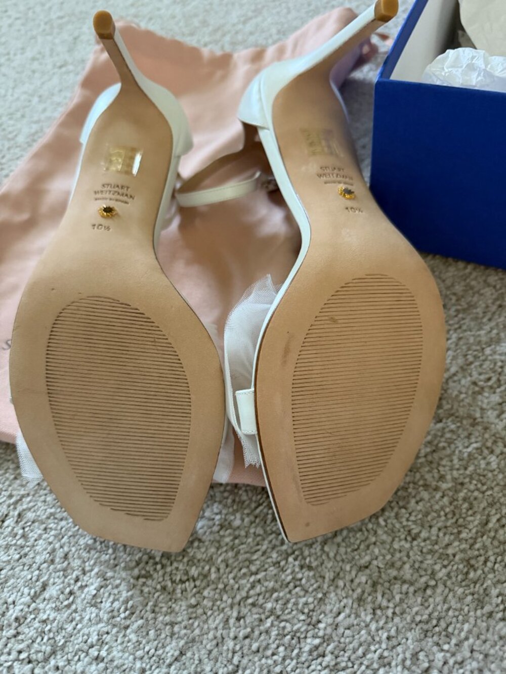 Stuart Weitzman Nudist Curve 85 with mesh bow and rhinestones - Picture 3 of 5